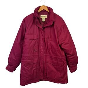 Eddie Bauer Snowline Goose Down Puffer Snow Coat Large Maroon Vintage Long Ski